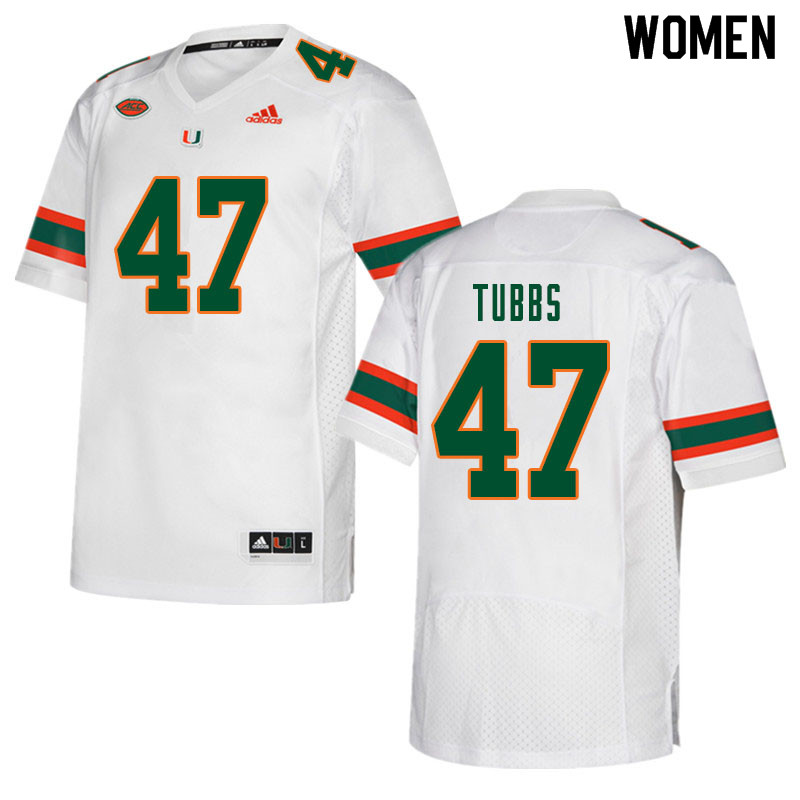 Women #47 Mykel Tubbs Miami Hurricanes College Football Jerseys Sale-White